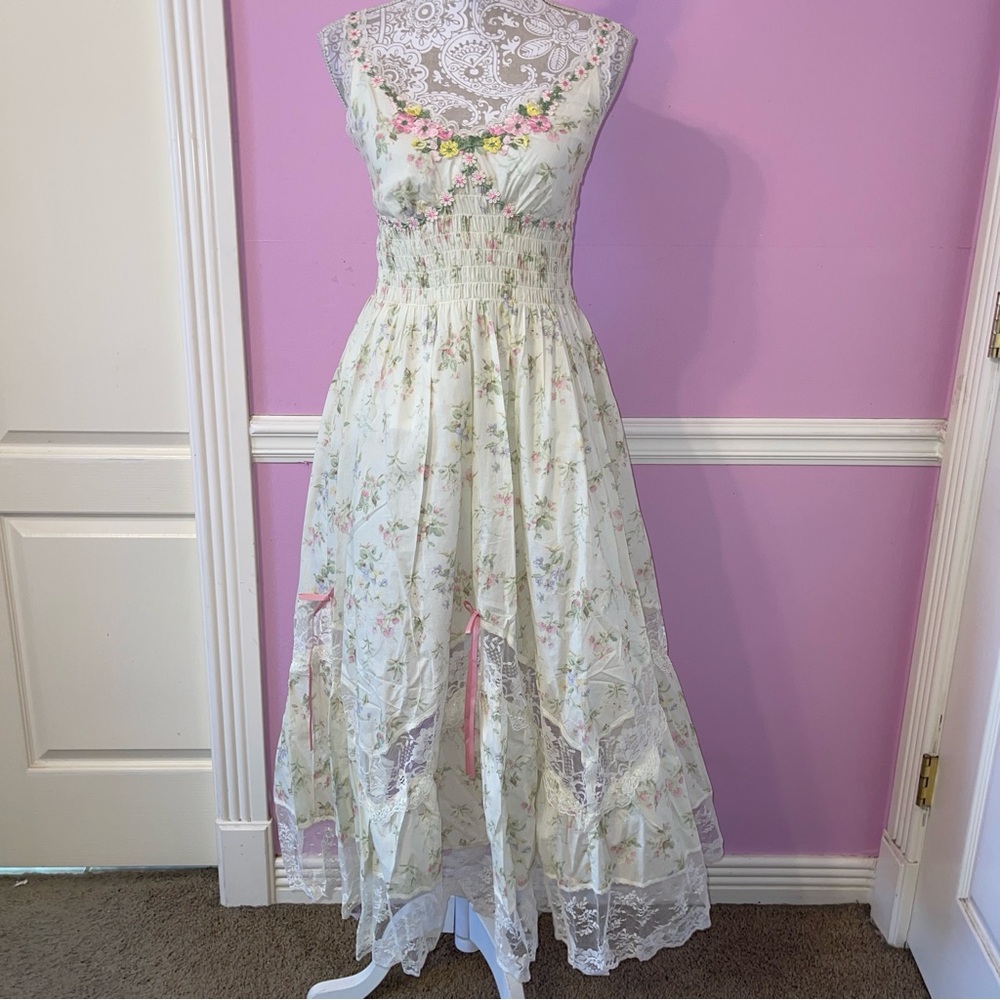 Lacemade floral holiday dress fairycore cottage kawaii fairy victorian Lolita - Picture 9 of 14